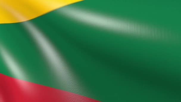 Die Flagge Litauens flattert im Wind. 3D-Animation — Stockvideo