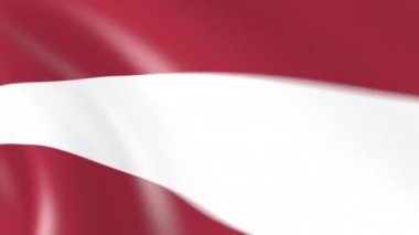 Letonya bayrağı rüzgarda dalgalanıyor. 3d canlandırma