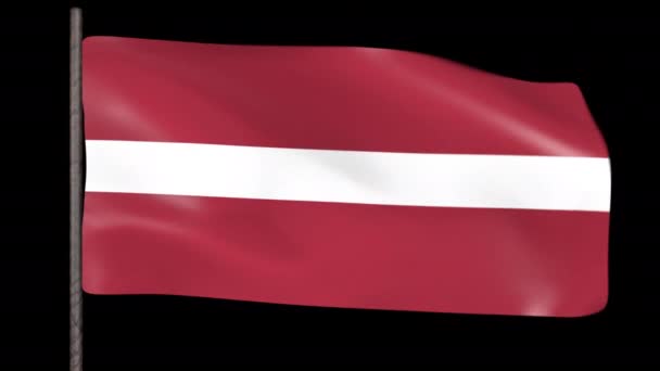 Flaga Łotwy trzepocze na wietrze. Animacja 3D — Wideo stockowe