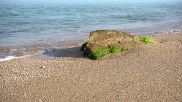 海浪冲击着海岸线上的岩石 — 图库视频影像