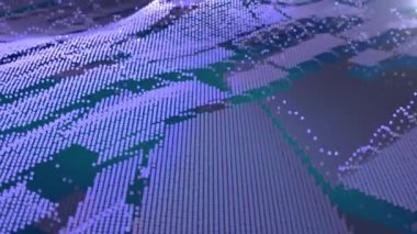 Hareket eden dalgalar ve yuvarlak parçacıkların canlandırılmış çok renkli arkaplanı