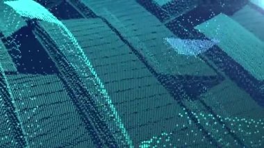 Hareket eden dalgalar ve yuvarlak parçacıkların canlandırılmış çok renkli arkaplanı