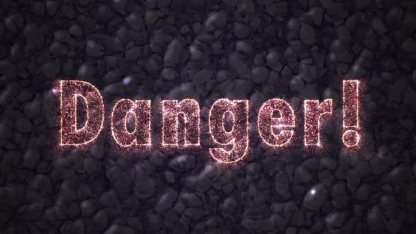 어두운 배경에 입자로 만들어 불글자 Danger — 비디오