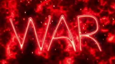 Ateşli bir arkaplanda kıvılcımlı animasyon neon metin savaşı