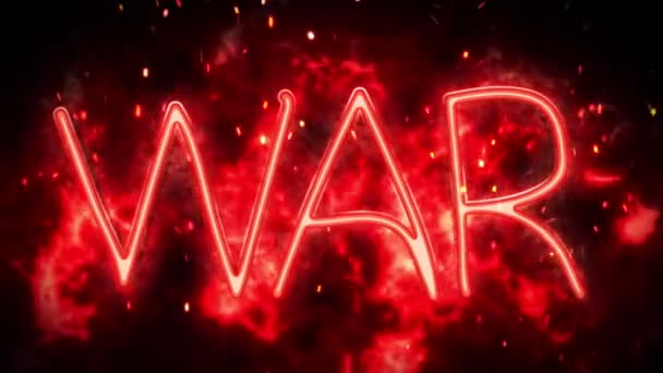 Ateşli Bir Arkaplanda Kıvılcımlı Animasyon Neon Metin Savaşı — Stok video