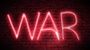 Karanlık bir arkaplanda Parlayan neon yazıtlar savaşı