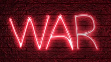 Karanlık bir arkaplanda Parlayan neon yazıtlar savaşı