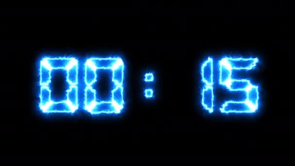 黑色背景上的数字霓虹灯定时器 — 图库视频影像