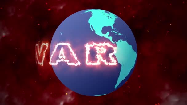 Dünya Gezegeni Ateş Metni Savaşı Ile Döndüren Canlandırma — Stok video