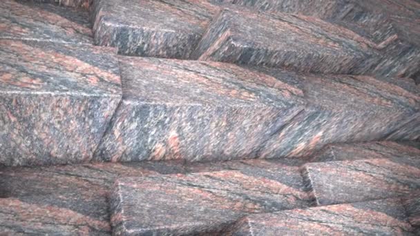 Animering Rörliga Block Form Grå Granit — Stockvideo