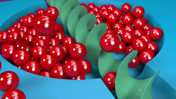 赤いボールでオーガーを回転させます アニメーション3D — ストック動画