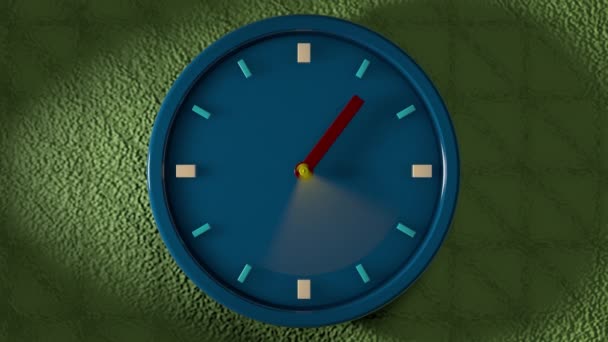 Animatie Blauwe Muur Klok Animatie Timelapse — Stockvideo