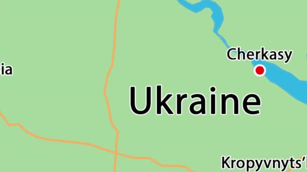 Kaart Van Oekraïne Met Animatie Van Grenzen Steden Snelwegen — Stockvideo