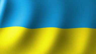 Ukrayna 'nın sarı mavi bayrağı rüzgarda dalgalanıyor 3 boyutlu animasyon