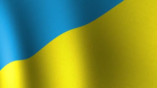 Yellow Blue Flag Ukraine Fluttering Wind Animation — Stockvideo