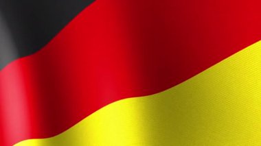 Almanya 'nın ulusal bayrağı rüzgarda dalgalanıyor. Kusursuz Animasyon 3B
