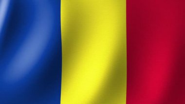 Mavi Sarı Rumen Bayrağı Rüzgarda Dalgalanıyor 3D Canlandırması