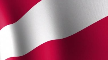 Avusturya Ulusal Bayrağı rüzgârda dalgalanıyor. Kusursuz Animasyon 3B