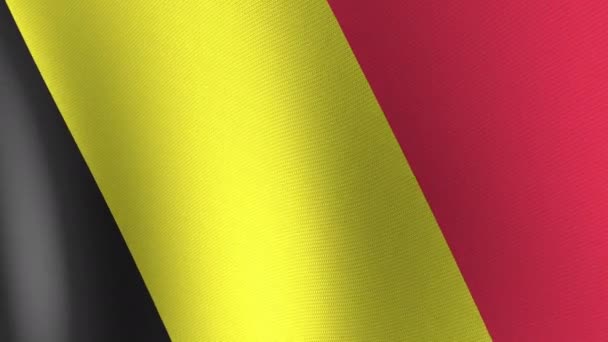 Государственный Флаг Бельгии Развевается Ветру Seamless Animation — стоковое видео