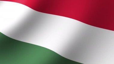 Macaristan 'ın ulusal bayrağı rüzgarda dalgalanıyor. Kusursuz Animasyon 3B