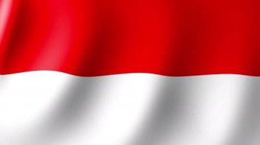 Endonezya Ulusal Bayrağı rüzgarda dalgalanıyor. Kusursuz Animasyon 3B