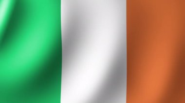 İrlanda Ulusal Bayrağı rüzgarda dalgalanıyor. Kusursuz Animasyon 3B