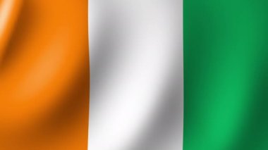 Fildişi Sahili 'nin Ulusal Bayrağı rüzgarda dalgalanıyor. Kusursuz Animasyon 3B