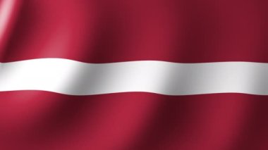 Letonya Ulusal Bayrağı rüzgarda dalgalanıyor. Kusursuz Animasyon 3B