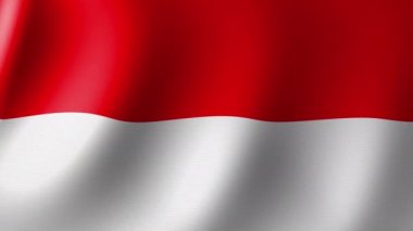 Endonezya Ulusal Bayrağı rüzgarda dalgalanıyor. Kusursuz Animasyon 3B