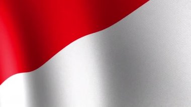 Endonezya Ulusal Bayrağı rüzgarda dalgalanıyor. Kusursuz Animasyon 3B