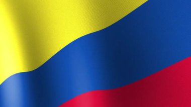 Kolombiya Ulusal Bayrağı rüzgârda dalgalanıyor. Kusursuz Animasyon 3B