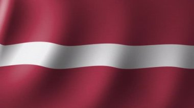 The National Flag of Latvia flutters in the wind. Seamless Animation 3D