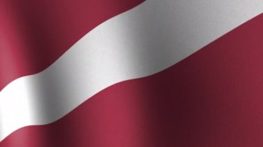 The National Flag of Latvia flutters in the wind. Seamless Animation 3D