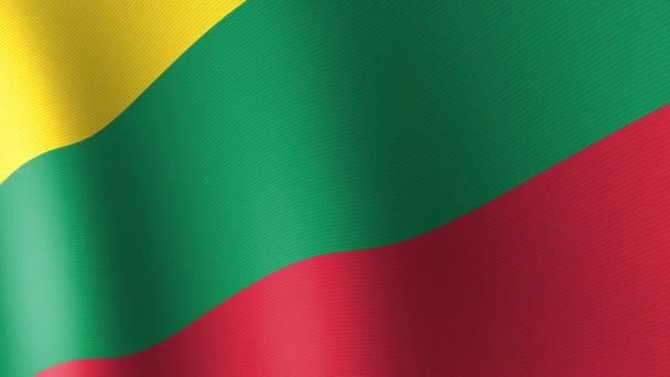 National Flag Lithuania Flutters Wind Seamless Animation — Vídeo de Stock