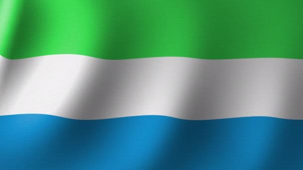 Sierra Leone Nin Ulusal Bayrağı Rüzgarda Dalgalanıyor Kusursuz Animasyon — Stok video