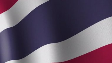 Tayland 'ın ulusal bayrağı rüzgarda dalgalanıyor. Kusursuz Animasyon 3B