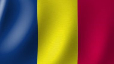 Çad 'ın Ulusal Bayrağı rüzgarda sallanıyor. Kusursuz Animasyon 3B