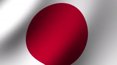 Japonya 'nın ulusal bayrağı rüzgarda dalgalanıyor. Kusursuz Animasyon 3B