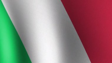 İtalya 'nın ulusal bayrağı rüzgarda dalgalanıyor. Kusursuz Animasyon 3B