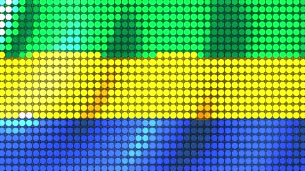 Background Colors Flag Gabon Made Particles Fluttering Wind Seamless Animation — ストック動画