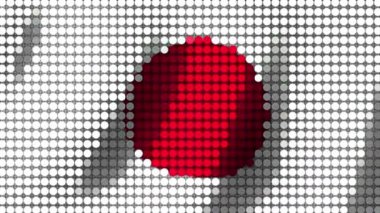 Japonya Bayrağı 'nın arka planında rüzgarda dalgalanan yuvarlak parçacıklar var. Kusursuz Animasyon 3B