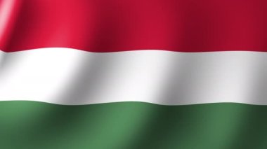 Macaristan bayrağı rüzgarda yavaşça dalgalanıyor. Kusursuz Animasyon 3B