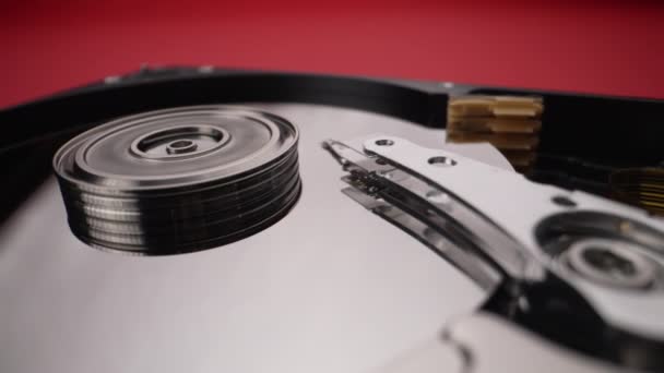 Head Block Disassembled Hard Drive Reads Information Disks Close Slow — 비디오