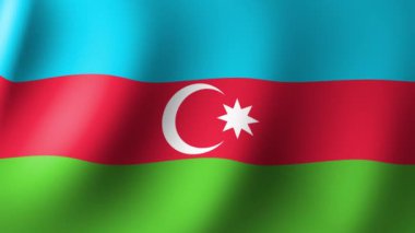 Azerbaycan bayrağı rüzgarda yavaşça dalgalanıyor. Kusursuz Canlandırma 3d