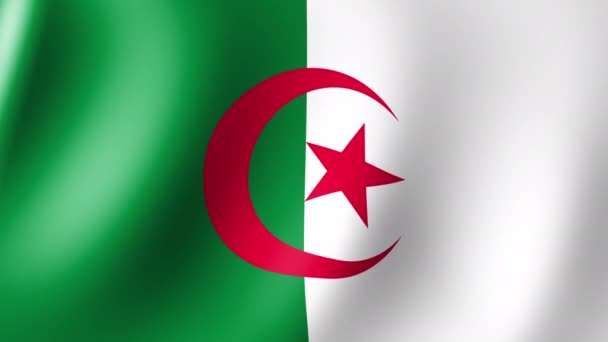 Σημαία Της Αλγερίας Κυματίζει Αργά Στον Άνεμο Απρόσκοπτη Κίνηση — Αρχείο Βίντεο