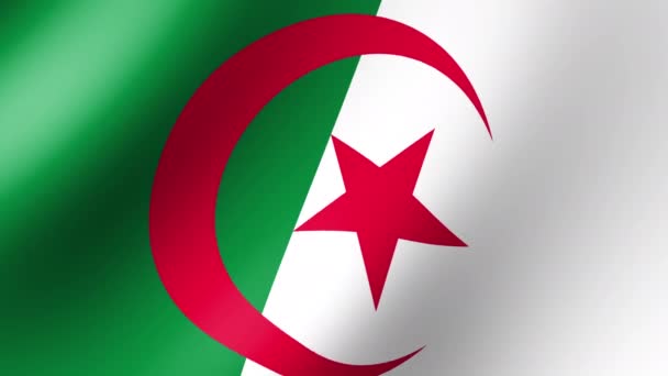 Bandiera Dell Algeria Sta Lentamente Sventolando Nel Vento Animazione Senza — Video Stock