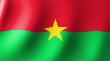 Flag of Burkina Faso Slowly Fluttering in the Wind. Seamless Animation 3d
