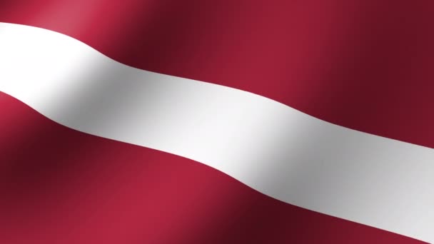 Flaga Łotwy Powoli Trzepocze Wietrze Płynna Animacja — Wideo stockowe