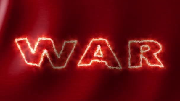 Animation Red Fiery Text War Black Background Fabric Structure — 비디오