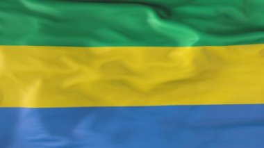 The flag of Gabon is slowly fluttering in the wind. Animation 3d